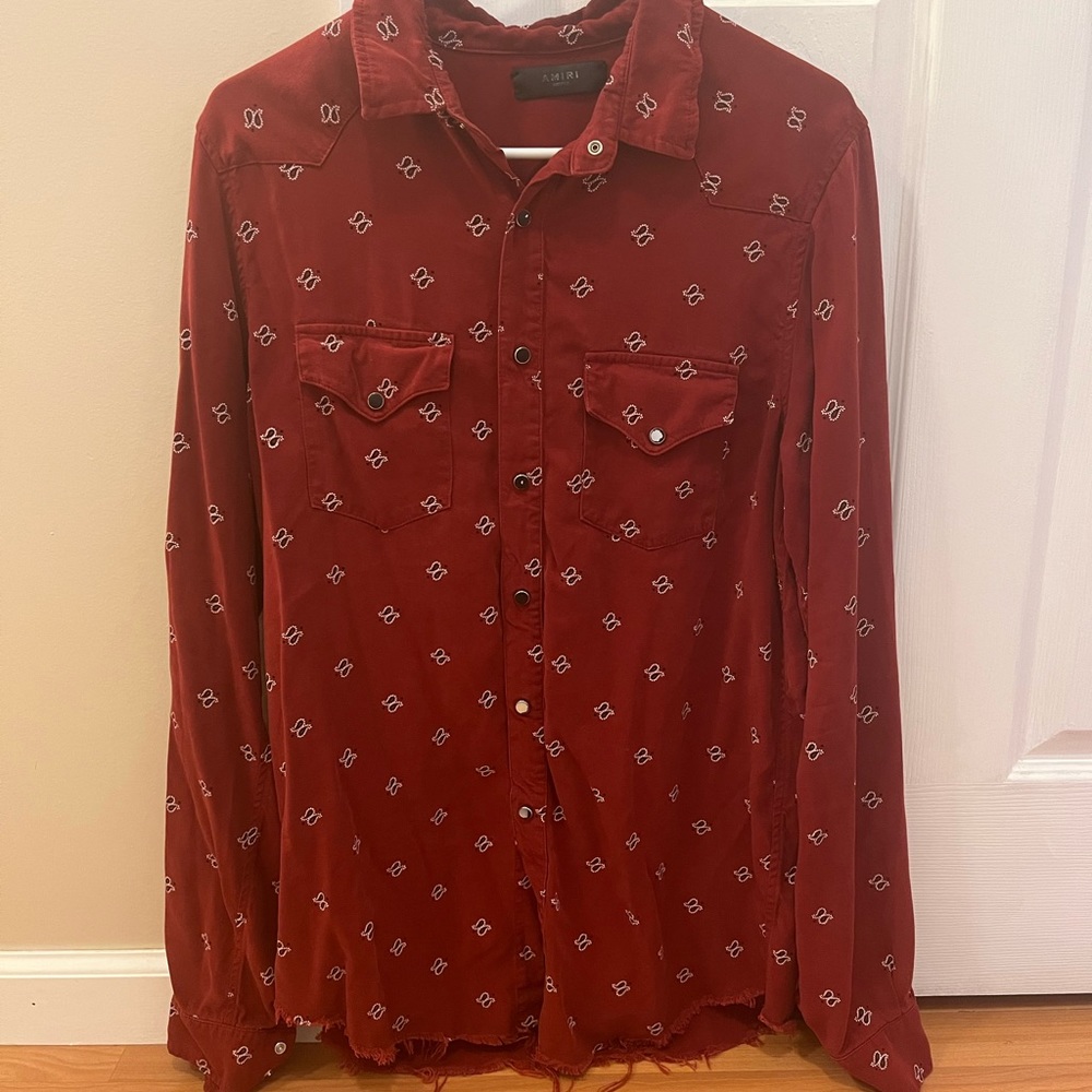 AMIRI Red Western Paisley Shirt